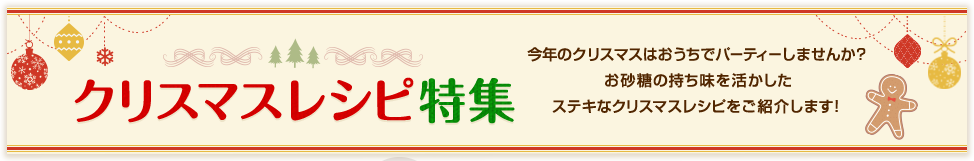 クリスマスレシピ特集 今年のクリスマスはおうちでパーティーしませんか？お砂糖の持ち味を活かしたステキなクリスマスレシピをご紹介します！